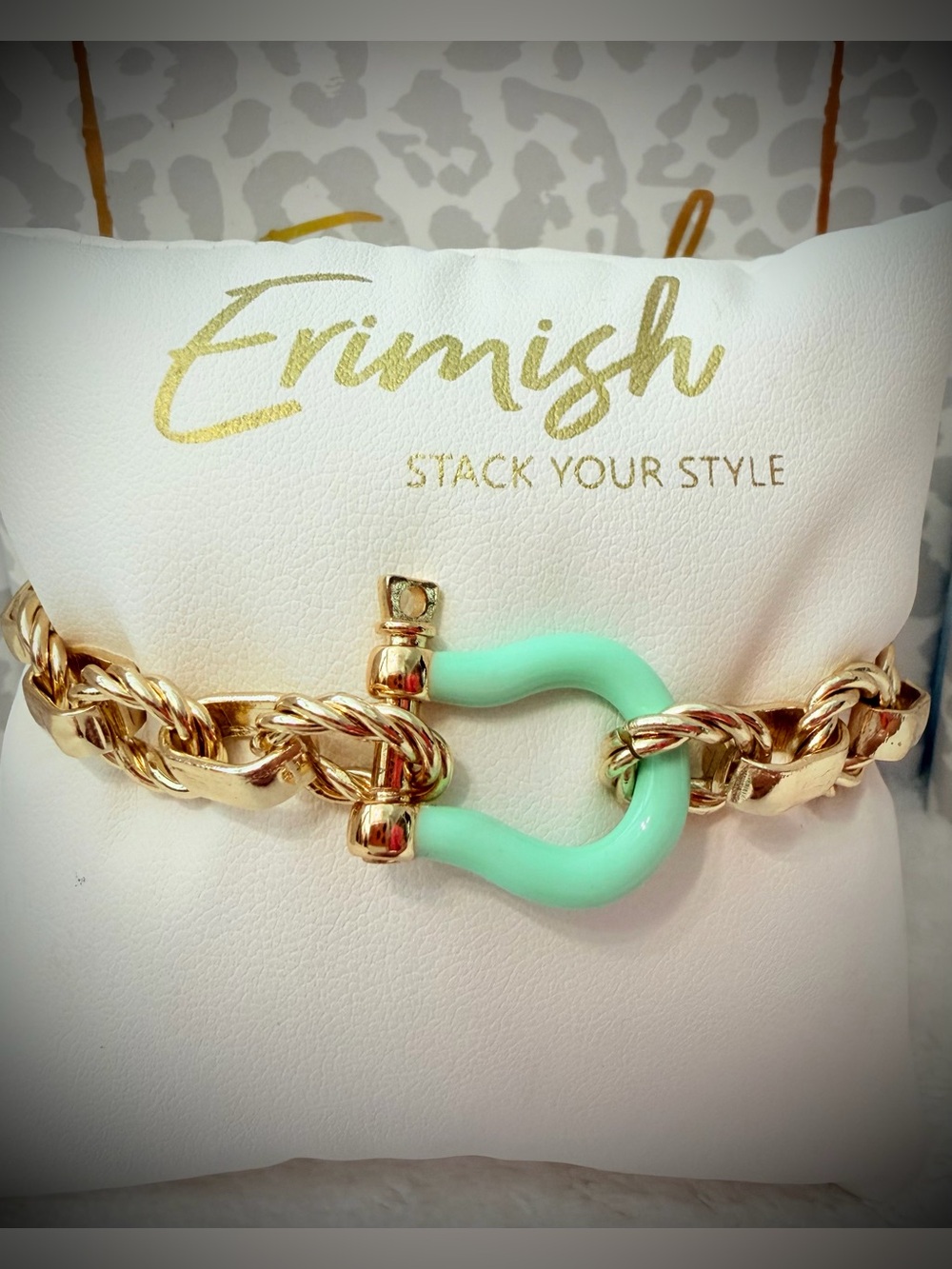 New ERIMISH Bracelet - Mint & Gold Chain